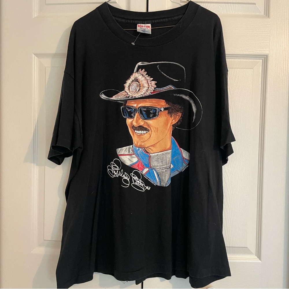 Vintage 1993 Richard Petty NASCAR Tee XXL Black Single Stitch USA